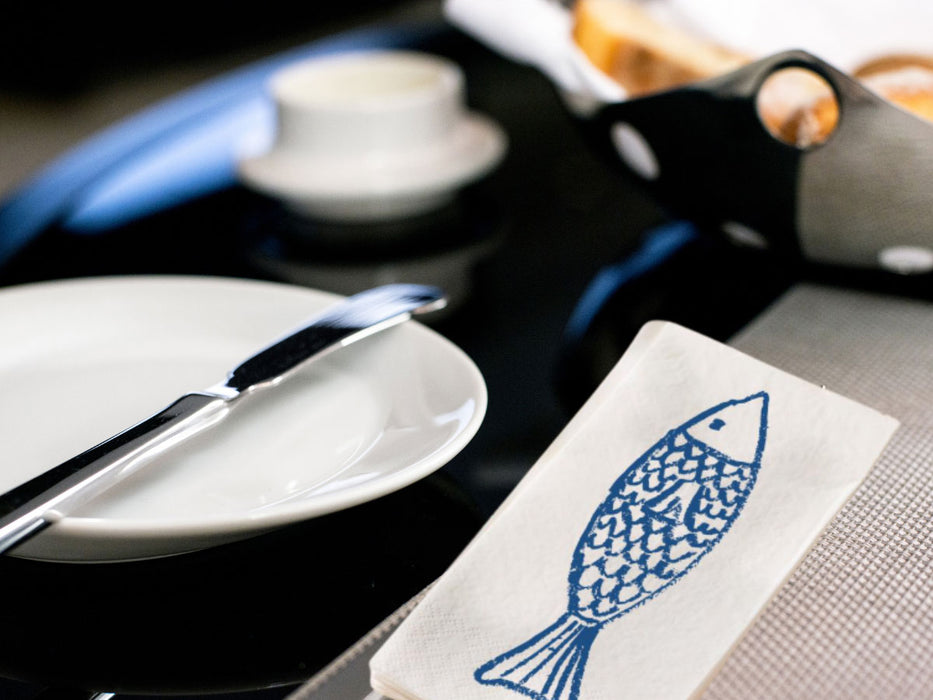 16 Servietten 40x40cm 3-lagig Maritim Motiv Fisch Tisch-Deko Papierservietten