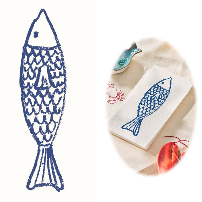16 Servietten 40x40cm 3-lagig Maritim Motiv Fisch Tisch-Deko Papierservietten