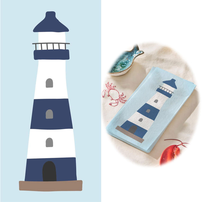 16 Servietten 40x40cm 3-lagig Maritim Motiv Leuchtturm Tisch-Deko Papierservietten