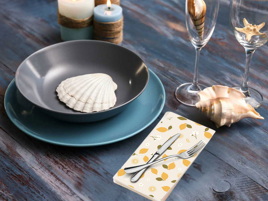 16 Servietten 40x40cm 3-lagig Motiv Zitrone Tisch-Deko Papierservietten