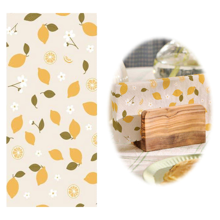 16 Servietten 40x40cm 3-lagig Motiv Zitrone Tisch-Deko Papierservietten