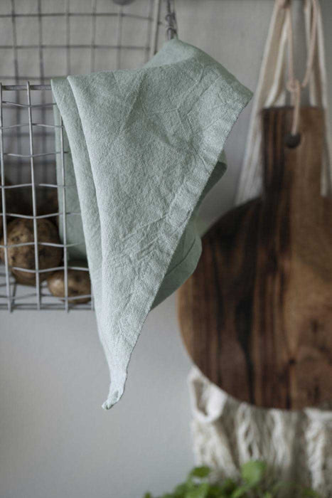 Vintage Stoffserviette 45x45cm Freja Mint Grün Serviette Vollzwirn Leinen Baumwolle