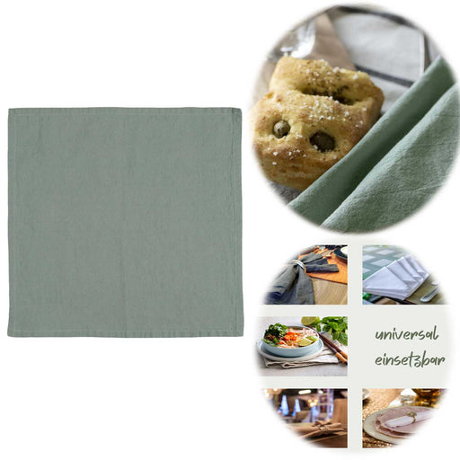 Vintage Stoffserviette 45x45cm Freja Mint Grün Serviette Vollzwirn Leinen Baumwolle