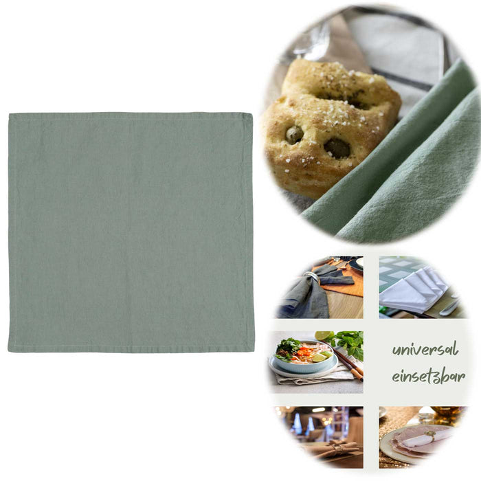 Vintage Stoffserviette 45x45cm Freja Mint Grün Serviette Vollzwirn Leinen Baumwolle