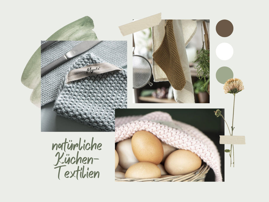 Vintage Topflappen 22cm Mynte Staubig Grün Gestrickt 100% Baumwolle OEKO-TEX 100