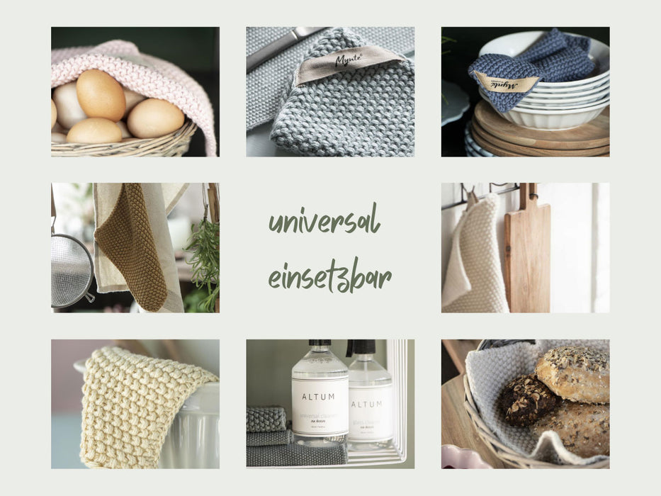 Vintage Topflappen 22cm Mynte Staubig Grün Gestrickt 100% Baumwolle OEKO-TEX 100