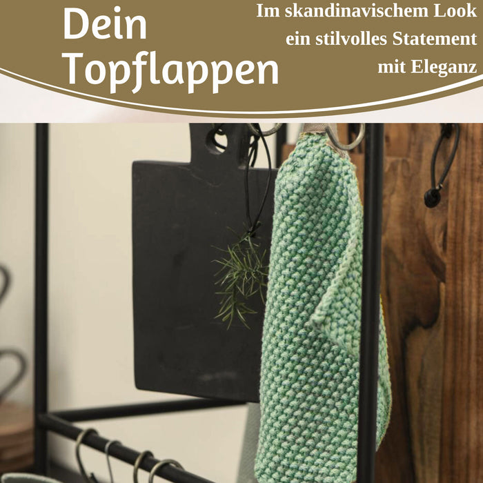 KI-generiertes Bild,Vintage Topflappen 22cm Mynte Wasabi Grün Gestrickt 100% Baumwolle OEKO-TEX 100