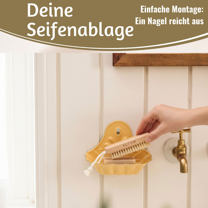 IB Laursen Seifenschale Emaille Gelb 16cm Wandmontage Seifenhalter Seifenablage