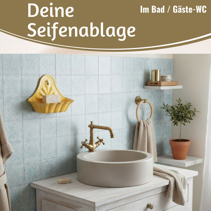 IB Laursen Seifenschale Emaille Gelb 16cm Wandmontage Seifenhalter Seifenablage