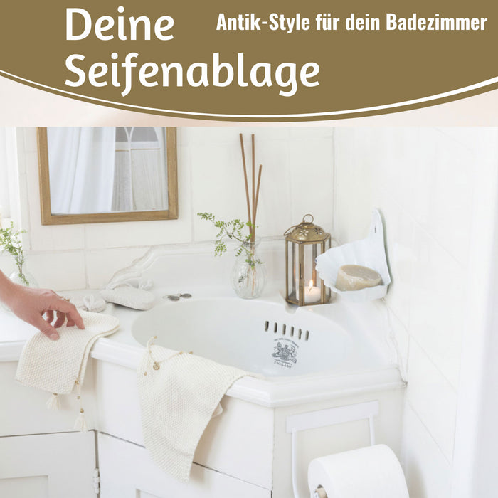 KI-generiertes Bild,IB Laursen Seifenschale Emaille Weiß 16cm Wandmontage Seifenhalter Seifenablage