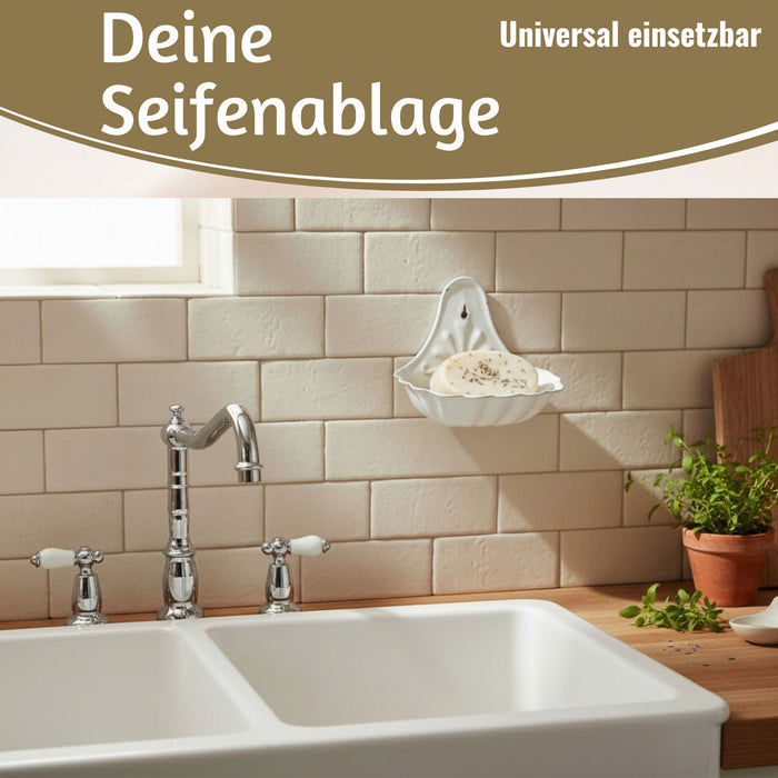 IB Laursen Seifenschale Emaille Weiß 16cm Wandmontage Seifenhalter Seifenablage