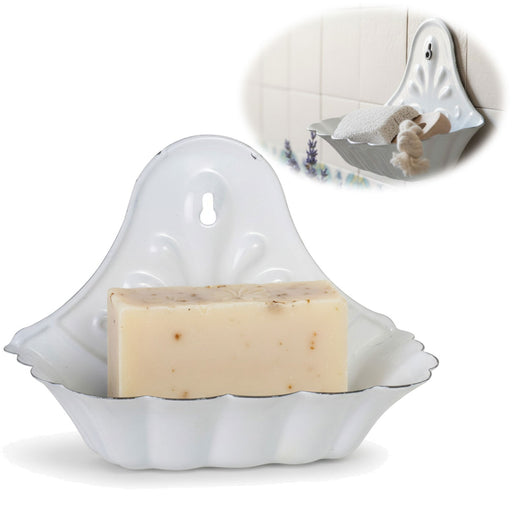 IB Laursen Seifenschale Emaille Weiß 16cm Wandmontage Seifenhalter Seifenablage