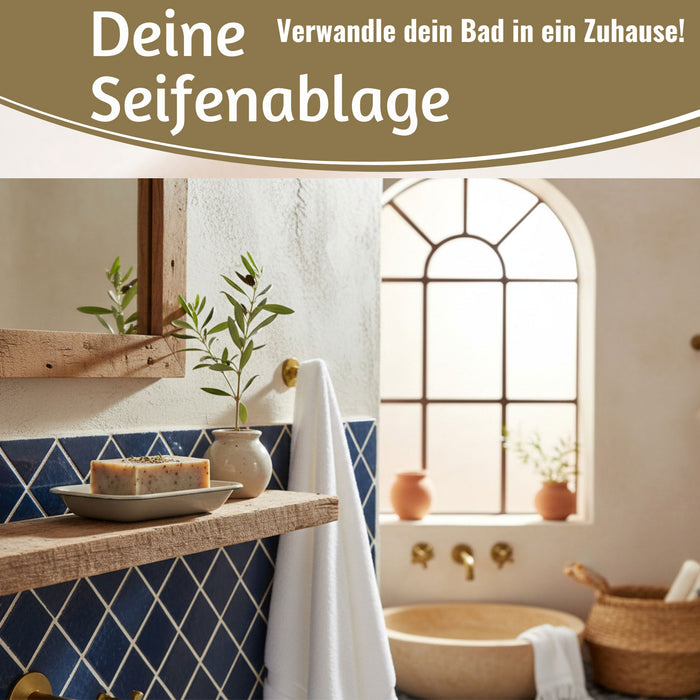 IB Laursen Emaille Seifenschale 2-tlg Beige 15cm mit Ablauf Altum Seifenablage