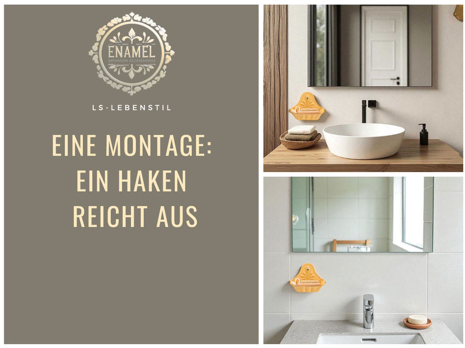 IB Laursen Seifenschale Emaille Gelb 16cm Wandmontage Seifenhalter Seifenablage