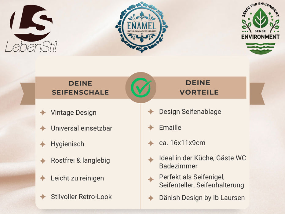 IB Laursen Seifenschale Emaille Gelb 16cm Wandmontage Seifenhalter Seifenablage