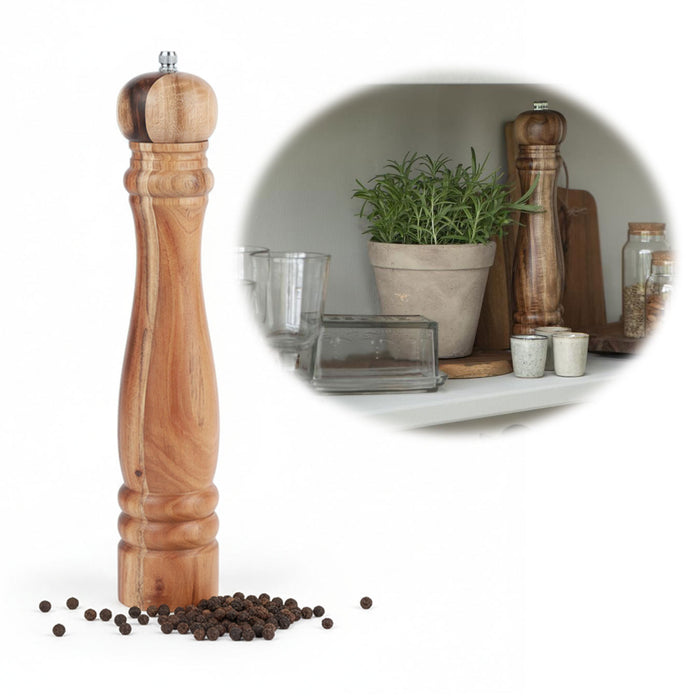 Design XL Holz Salzmühle & Pfeffermühle Akazie 32cm Keramikmahlwerk Gewürzmühle
