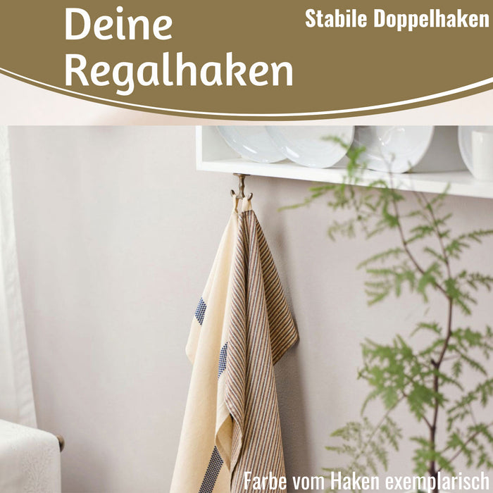 KI-generiertes Bild,IB Laursen Doppel Regalhaken Weiß Vintage Schrankhaken Kleiderhaken Deckenhaken
