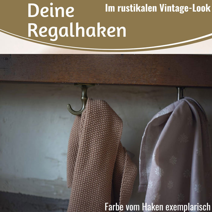 KI-generiertes Bild,IB Laursen Doppel Regalhaken Weiß Vintage Schrankhaken Kleiderhaken Deckenhaken
