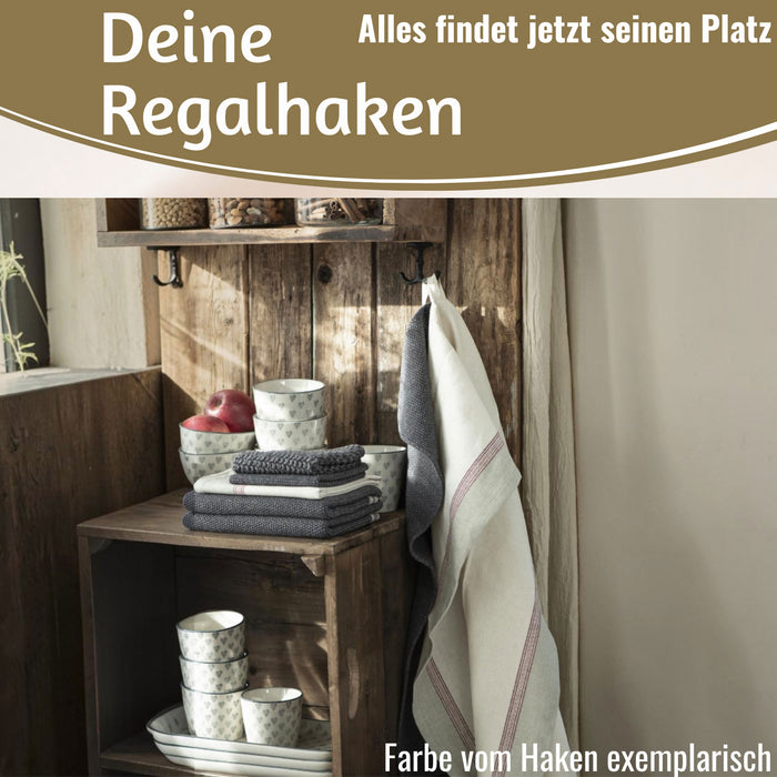 KI-generiertes Bild,IB Laursen Doppel Regalhaken Schwarz Vintage Schrankhaken Kleiderhaken Deckenhaken