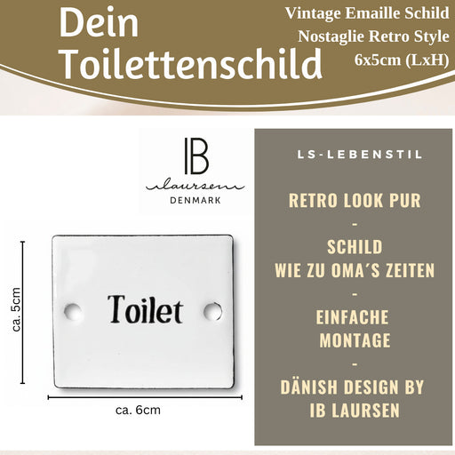 Vintage Emaille Türschild Toilet 6x5cm Toilettenschild Deko Nostalgie Schild