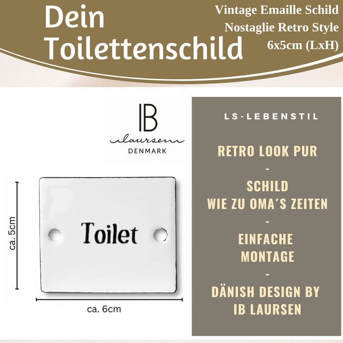 Vintage Emaille Türschild Toilet 6x5cm Toilettenschild Deko Nostalgie Schild