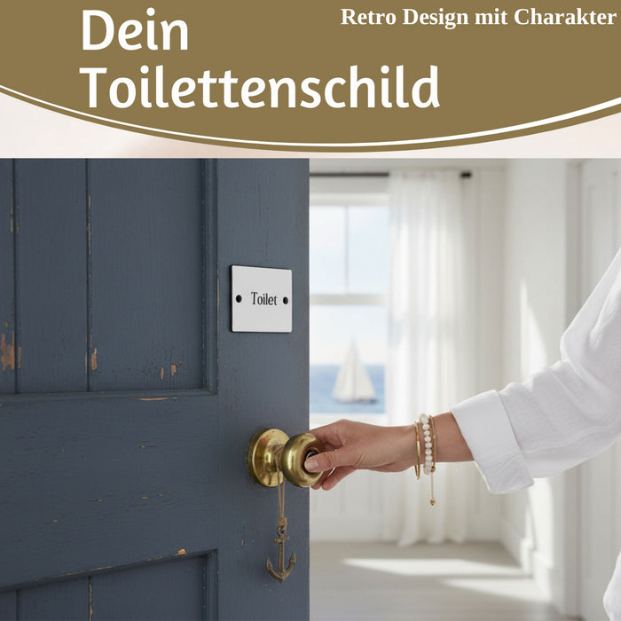Vintage Emaille Türschild Toilet 6x5cm Toilettenschild Deko Nostalgie Schild