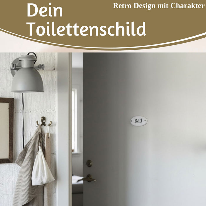 KI-generiertes Bild,Vintage Metall Türschild Bad 9x5,5cm Dekoschild Nostalgieschild Schild