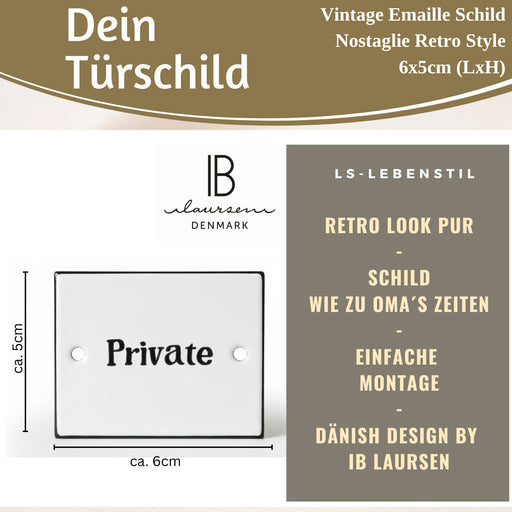 Vintage Emaille Türschild Private 6x5cm Hinweisschild Wandschild Deko Nostalgie