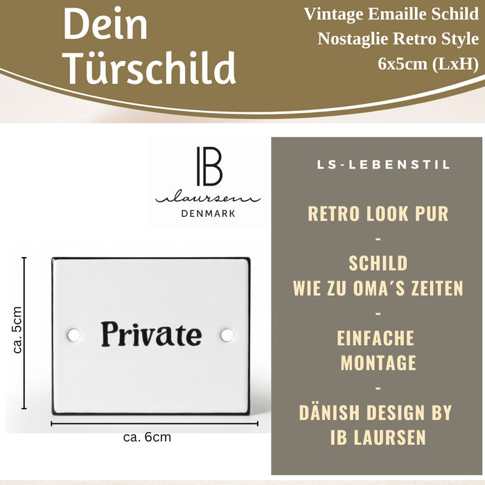 Vintage Emaille Türschild Private 6x5cm Hinweisschild Wandschild Deko Nostalgie