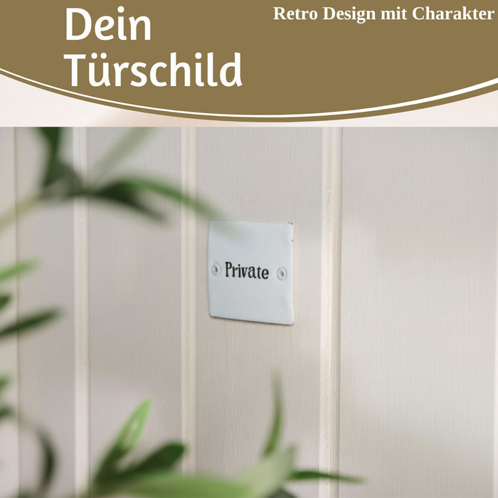 Vintage Emaille Türschild Private 6x5cm Hinweisschild Wandschild Deko Nostalgie
