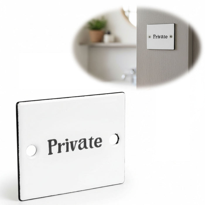 KI-generiertes Bild Vintage Emaille Türschild Private 6x5cm Hinweisschild Wandschild Deko Nostalgie