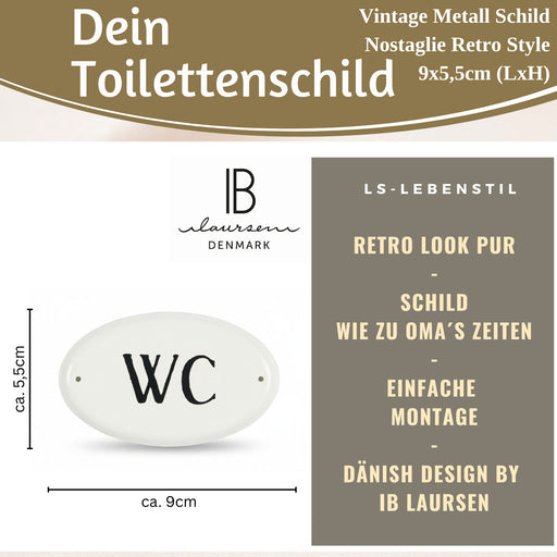 Vintage Metall Türschild WC 9x5,5cm Toilettenschild Deko Nostalgie Schild