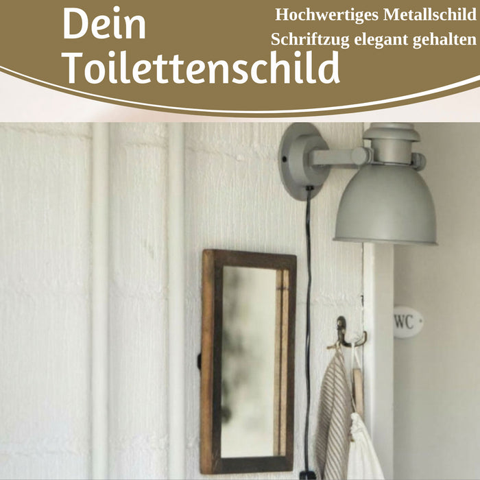 Vintage Metall Türschild WC 9x5,5cm Toilettenschild Deko Nostalgie Schild