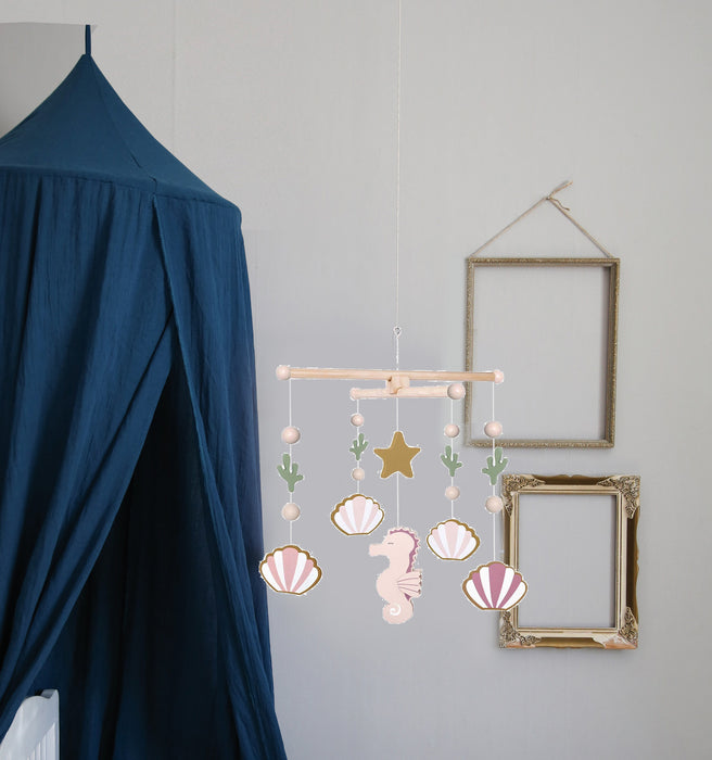 JaBaDaBaDo 3D Holz Mobile Seepferdchen Muschel T282 Baby Kinderzimmer