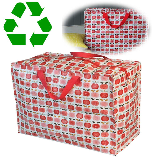 XXL Jumbo Bag Apfel Rot Weiß 55cm Recycelt Aufbewahrungstasche Einkaufstasche