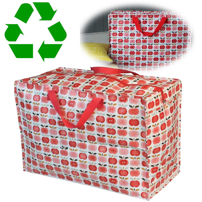 XXL Jumbo Bag Apfel Rot Weiß 55cm Recycelt Aufbewahrungstasche Einkaufstasche