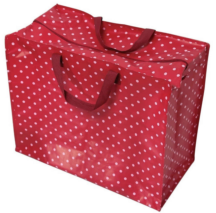 XXL Jumbo Bag Dot´s Rot Weiß 55cm Recycelt Aufbewahrungstasche Einkaufstasche