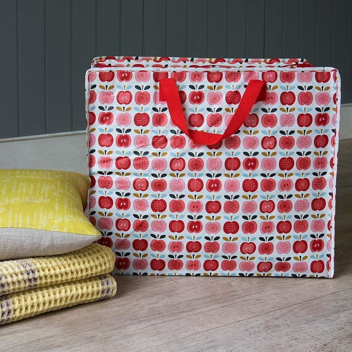 XXL Jumbo Bag Apfel Rot Weiß 55cm Recycelt Aufbewahrungstasche Einkaufstasche