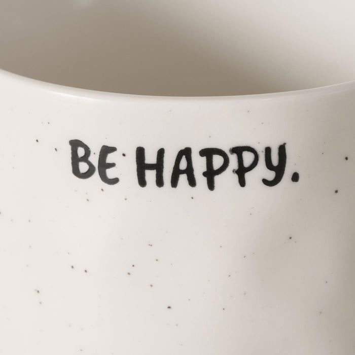 XL Jumbo Kaffeebecher 420ml Spruch Be Happy Henkelbecher Kaffeetasse