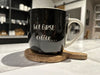 XL Jumbo Kaffeebecher 420ml but first Coffee Schwarz Henkelbecher Kaffeetasse