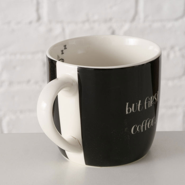 XL Jumbo Kaffeebecher 420ml but first Coffee Schwarz Henkelbecher Kaffeetasse