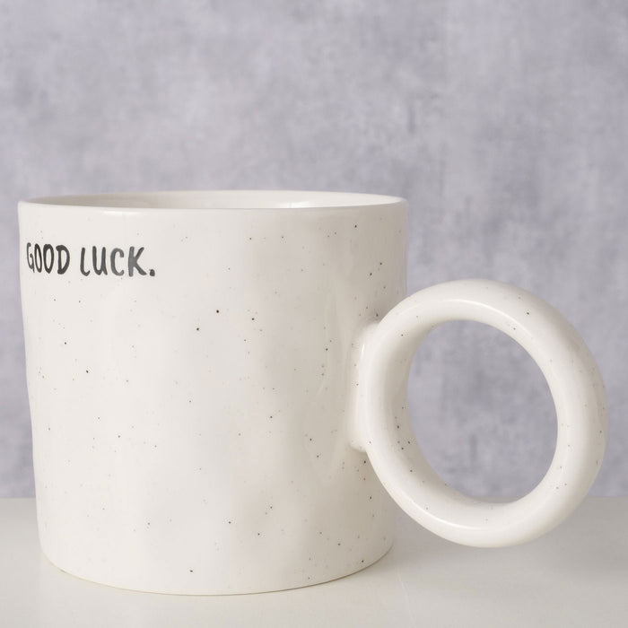 XL Jumbo Kaffeebecher 420ml Spruch Good Luck Henkelbecher Kaffeetasse