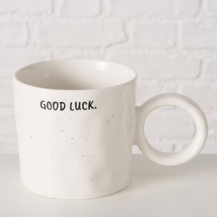 XL Jumbo Kaffeebecher 420ml Spruch Good Luck Henkelbecher Kaffeetasse