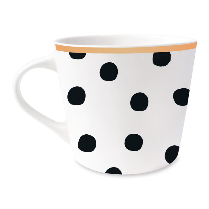 Kaffeebecher 420ml Echt-Gold Spruch "Lieblingstasse" Schwarz Weiß Kaffeetasse