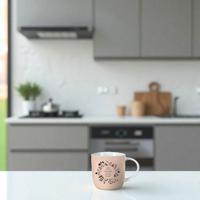 Kaffeebecher 300ml Spruch "Glücklich machen" Gute Laune Tasse Kaffeetasse