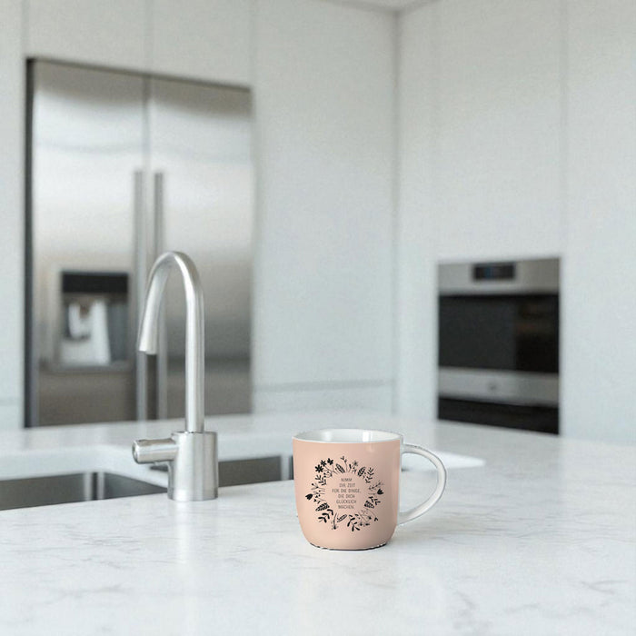 Kaffeebecher 300ml Spruch "Glücklich machen" Gute Laune Tasse Kaffeetasse