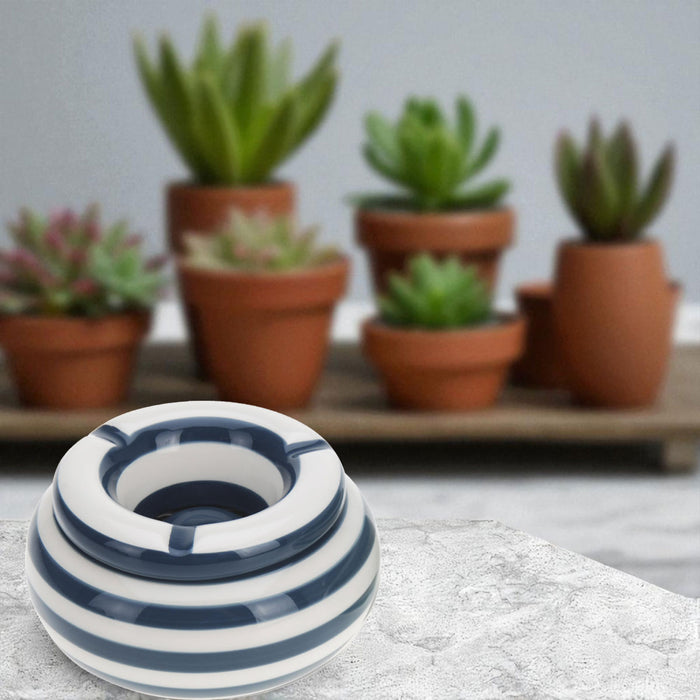 XL Sturmaschenbecher 14x9cm Blau Weiß Windaschenbecher Aschenbecher