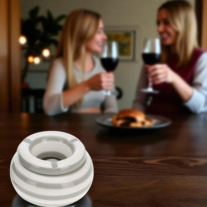 XL Sturmaschenbecher 14x9cm Grau Weiß Windaschenbecher Aschenbecher