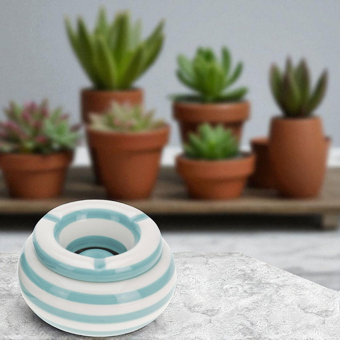 XL Sturmaschenbecher 14x9cm Türkis Weiß Windaschenbecher Aschenbecher