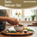 Keramik Mörser Stößel Set Braun Weiß Ø 12cm kleiner Gewürzmörser Zerkleinerer